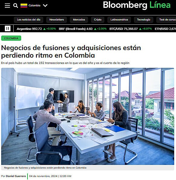 Negocios de fusiones y adquisiciones estn perdiendo ritmo en Colombia